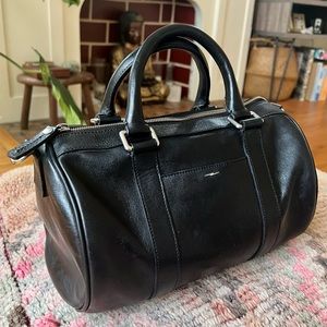 Shinola Black Leather Small Duffle Bag Satchel